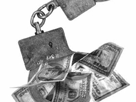 Наручники и взятка в долларах. Фото с сайта "Совершенно секретно"