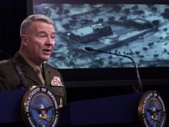 Генерал Кеннет Маккензи рассказывает про операцию против Абу Бакра аль-Багдади на пресс-конференции 30 октября 2019 года в Пентагоне. Фото: Алекс Вонг / Getty Images / AFP