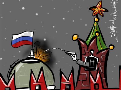 (Само)атака дронов на Кремль. Карикатура А.Петренко: t.me/PetrenkoAndryi